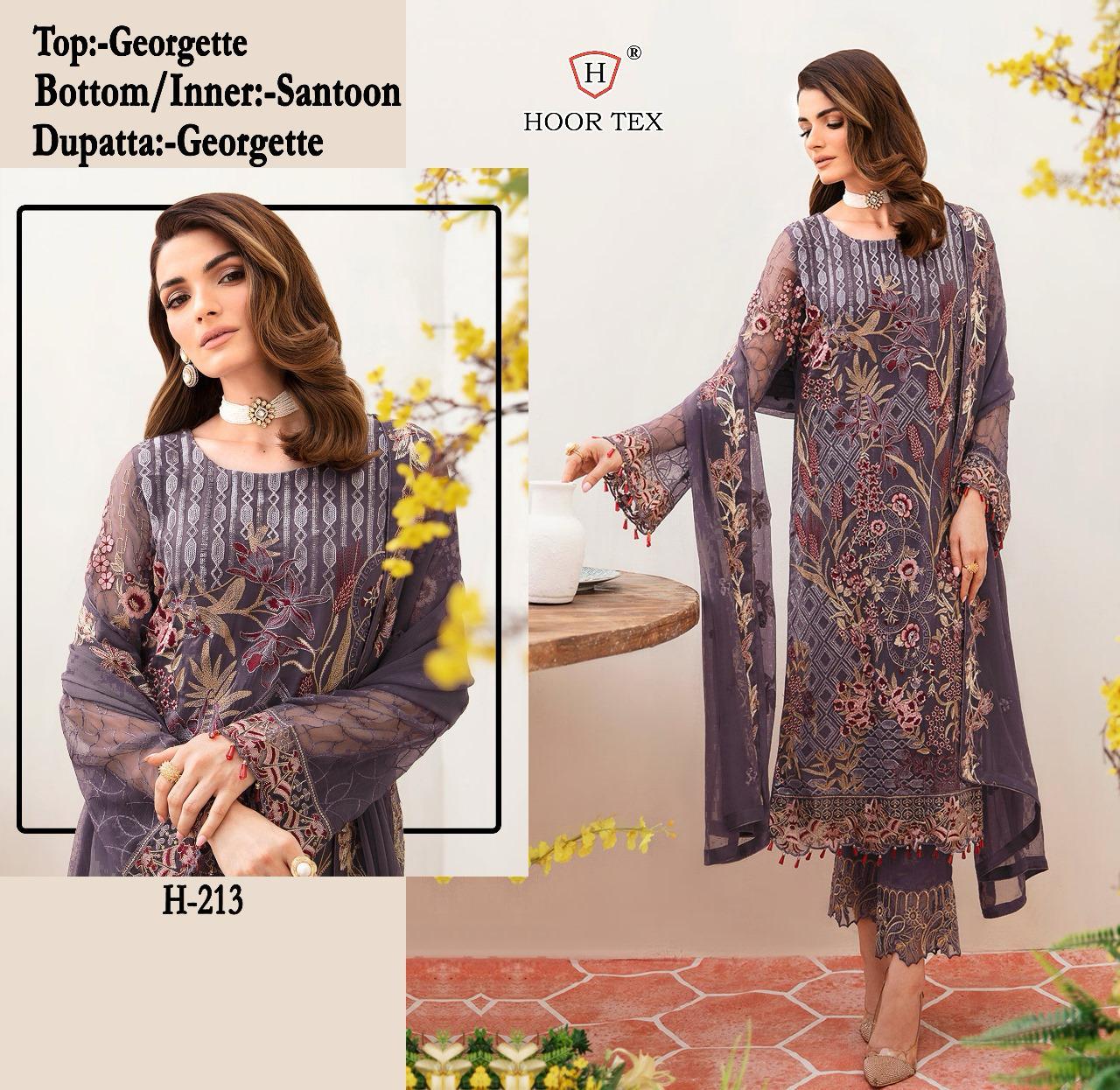 H 213 By Hoor Tex Georgette Pakistani Suits