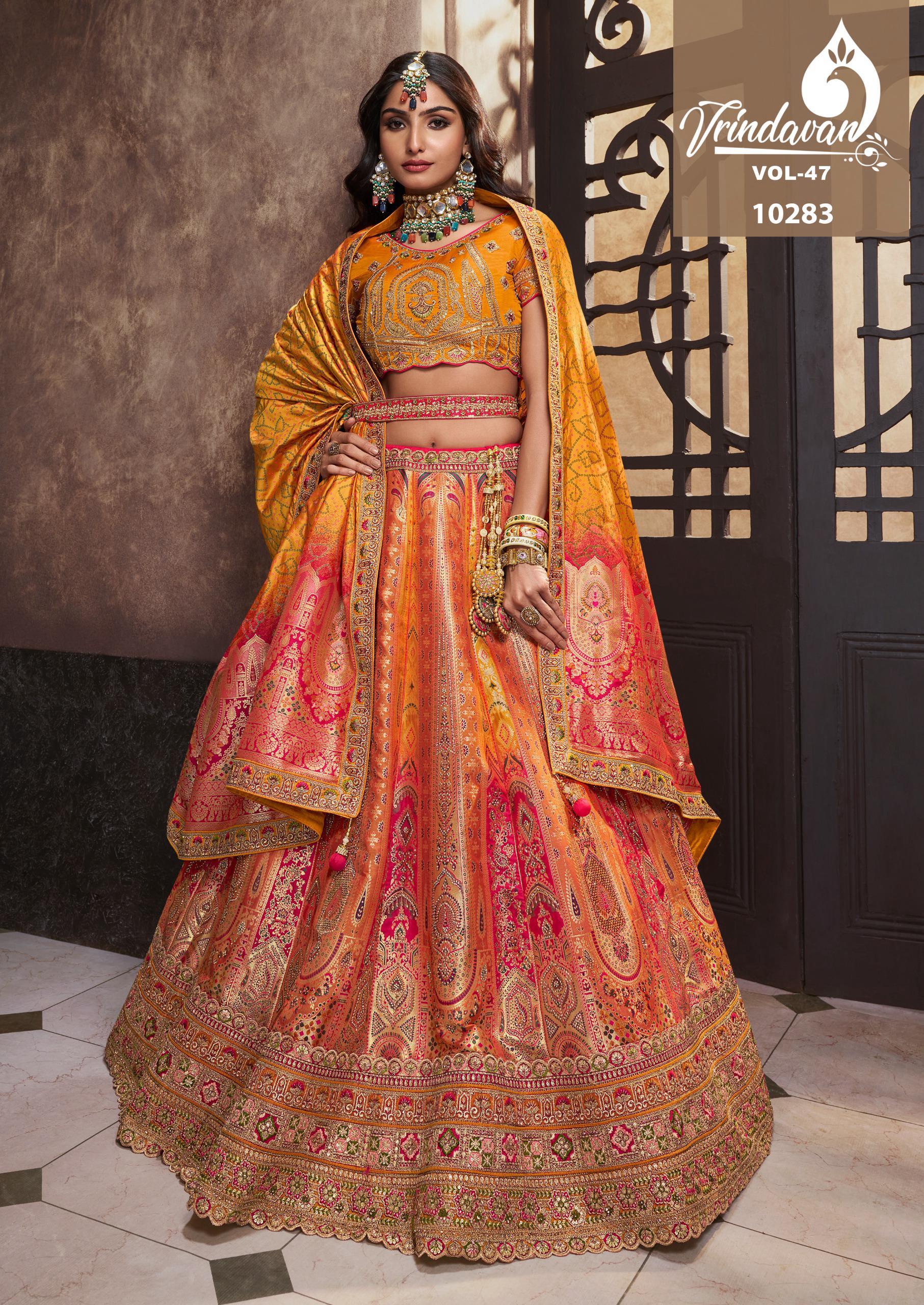 Royal Vrindavan Vol 47  Series 10281 To 10289 Heavy Silk With Sequence Zarkan Work Wedding Lehengach...