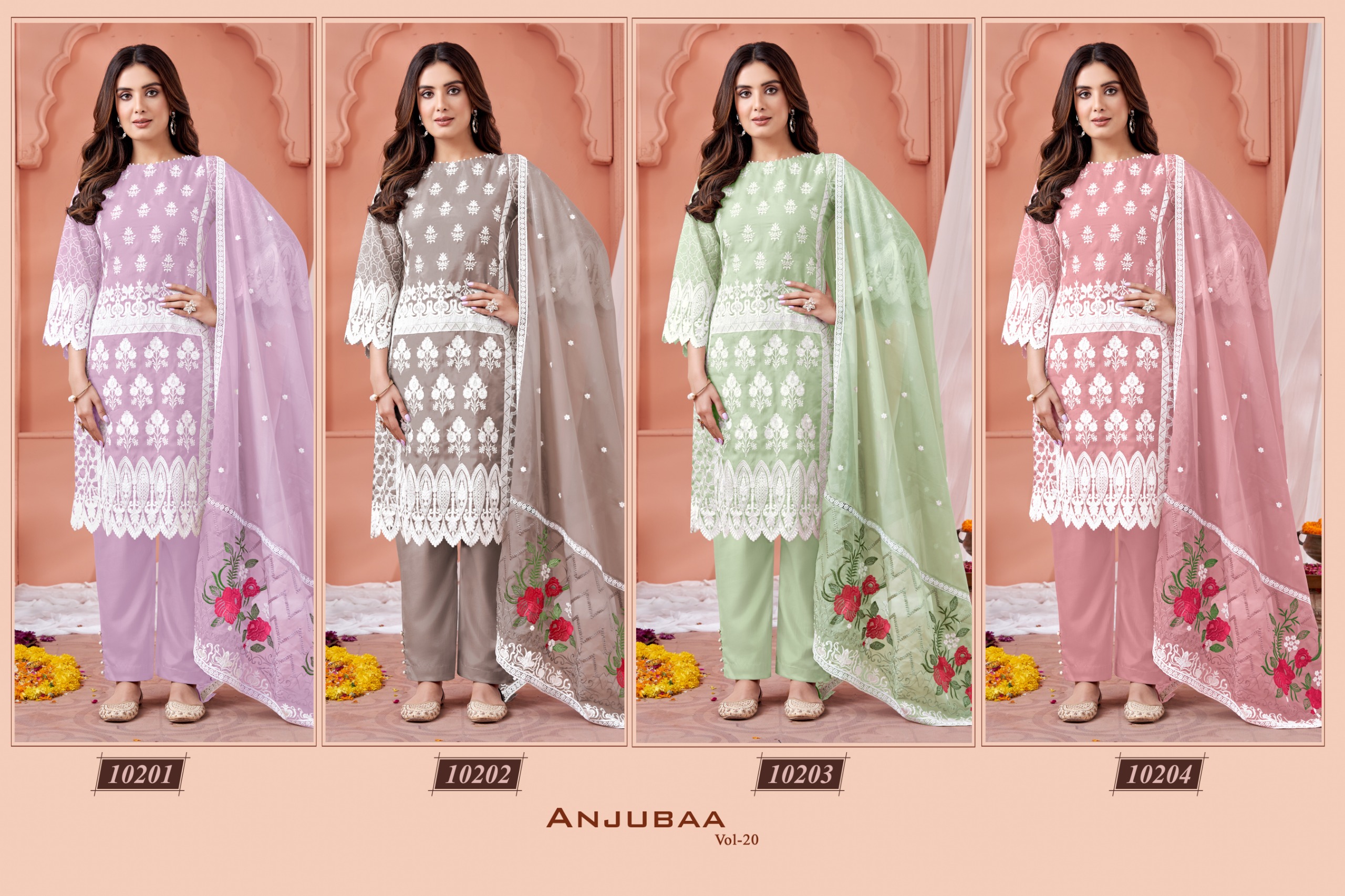Anjubaa Vol 20 Soft Organza With Fancy Work Suit