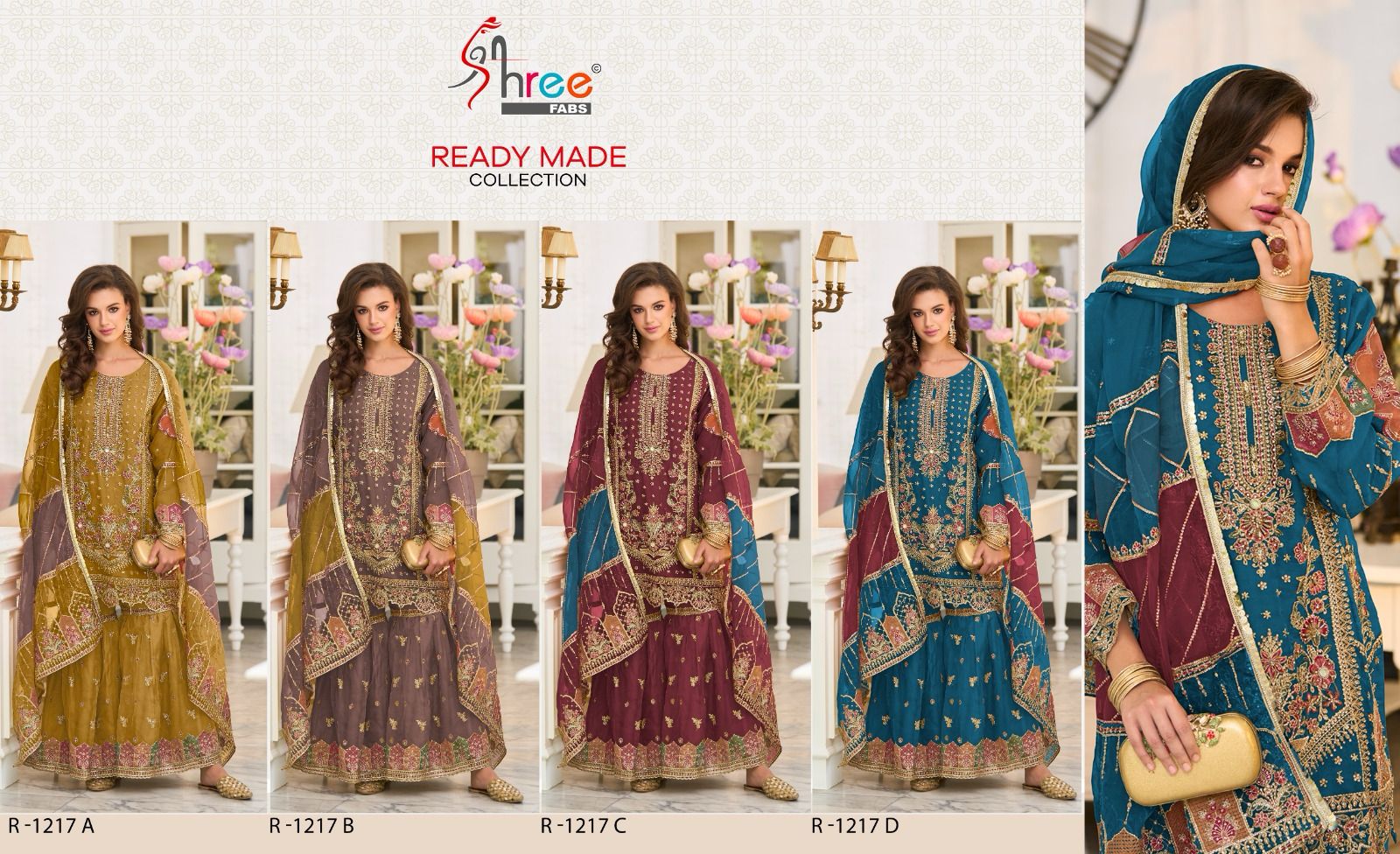 R 1217 By Shree Fabs Organza Pakistani Concept Ready Made