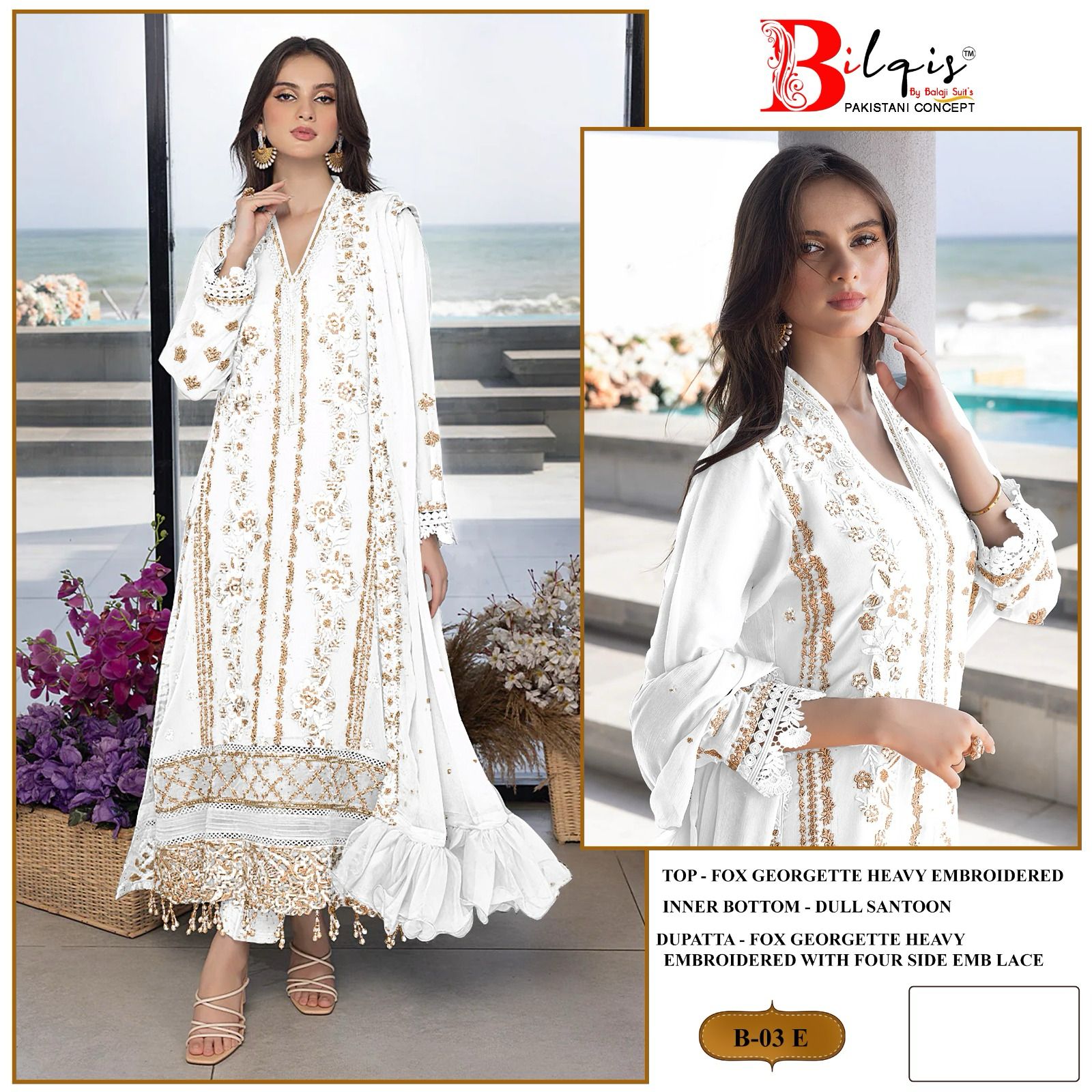 B 03 E F By Bilqis Georgette Pakistani Suits