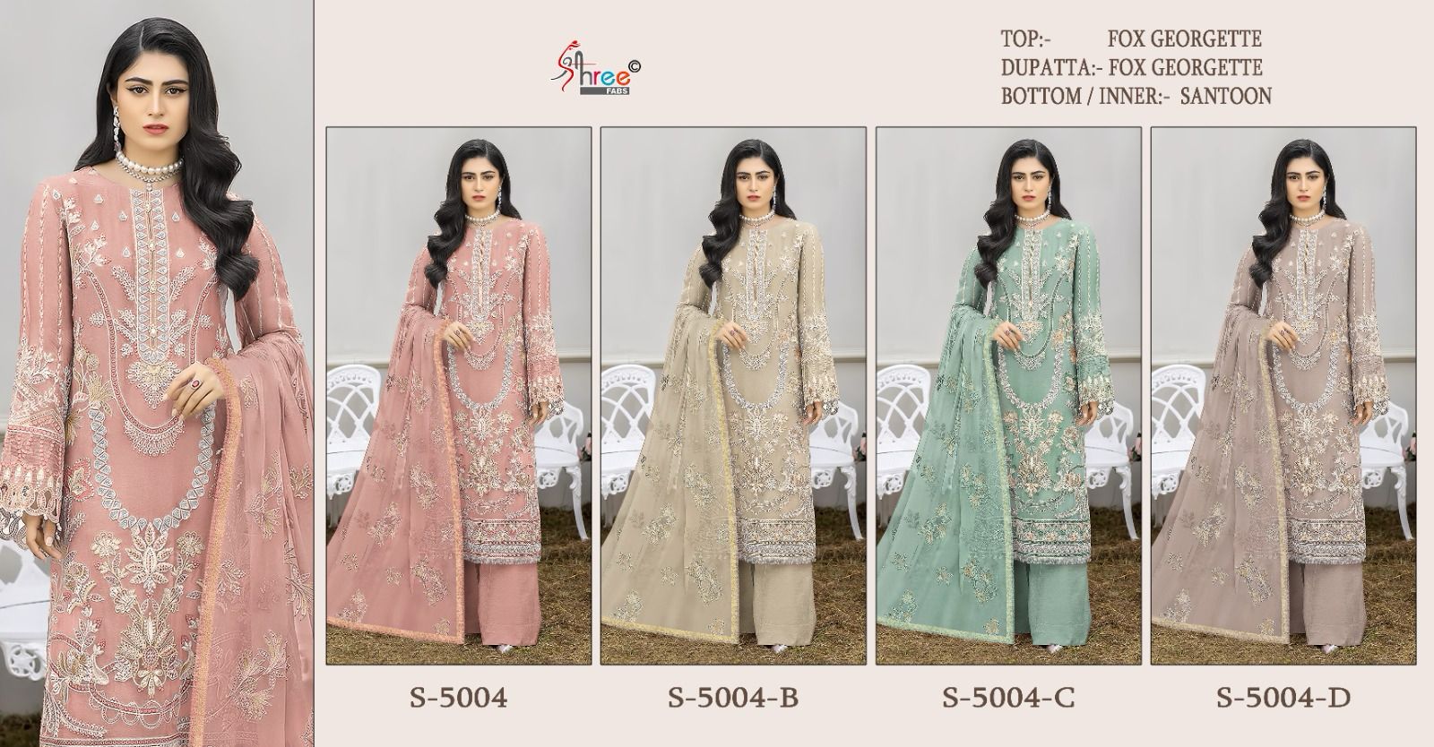 S 5004 By Shree Fabs Georgette Pakistani Suits