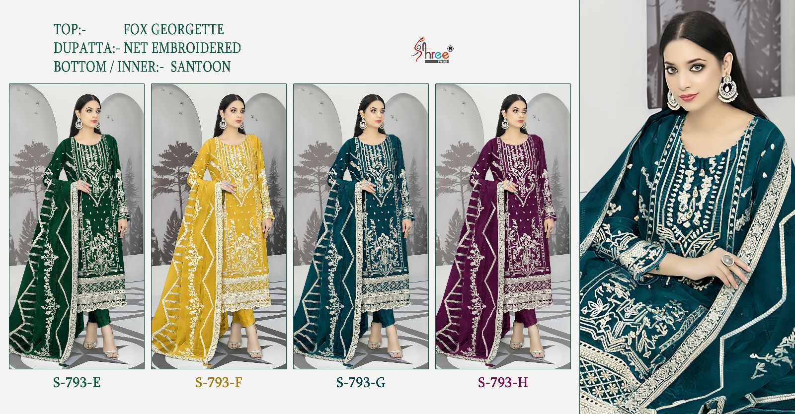 S 793 By Shree Fabs Georgette Pakistani Suits