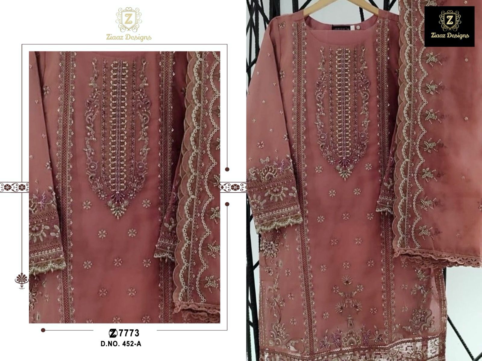 Ziaaz Designs 452 A Organza Suit