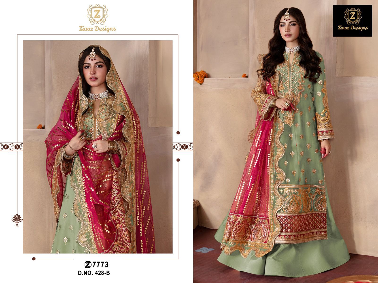 Ziaaz Designs D No 428 A And B Georgette Embroidered Collection Manufacturer Surat