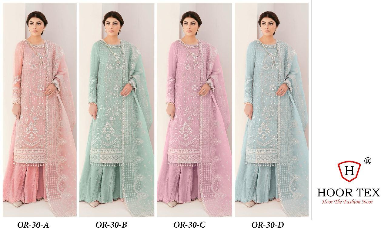 Or 30 A To D By Hoor Tex Organza Pakistani Suit