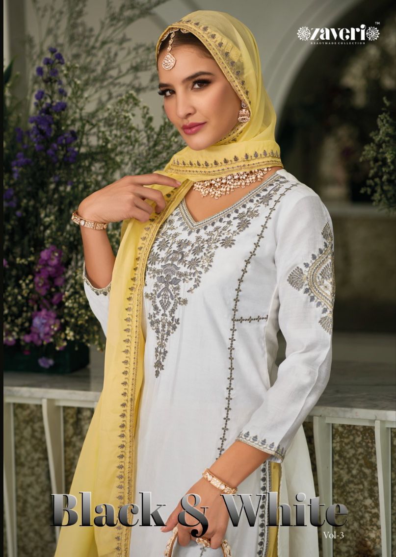 Black White Vol 3 By Zaveri Redymade Afghani Salwar Collection Manufacturer Surat