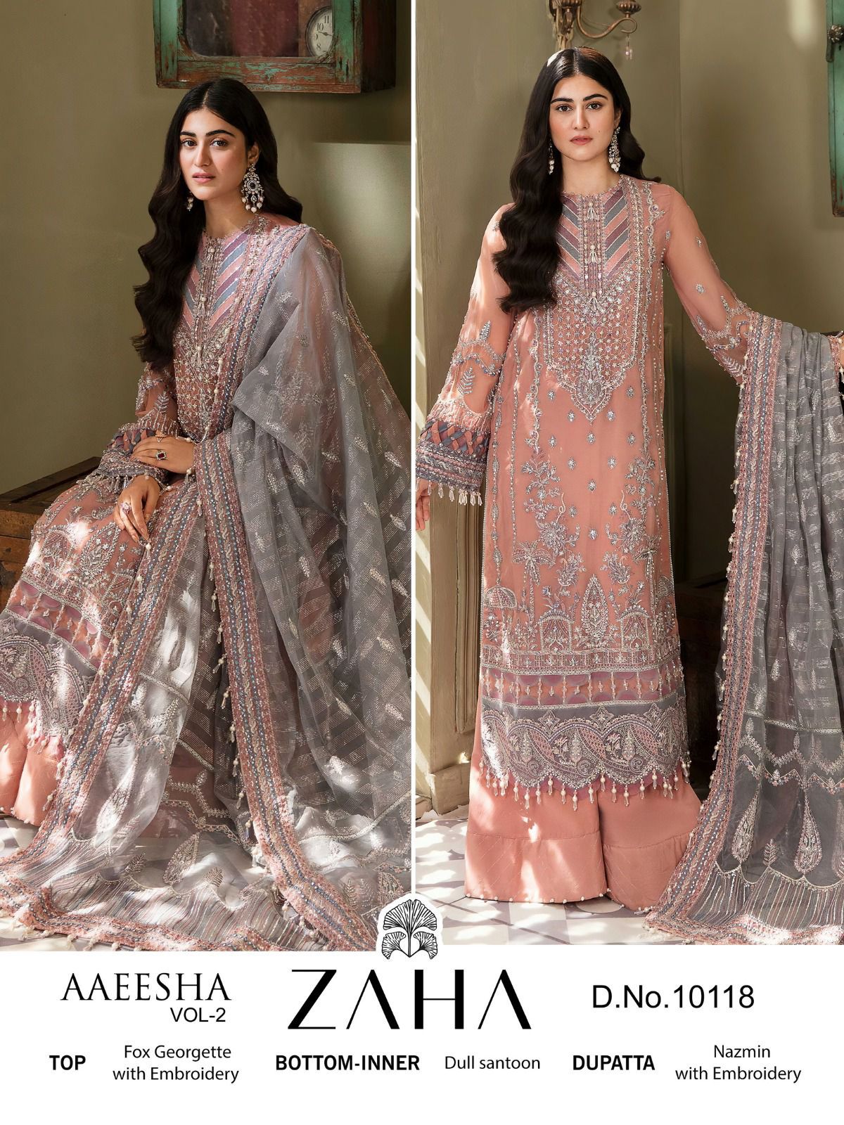 Zaha D No 10118 Georgette Embroidered Pakistani Suits