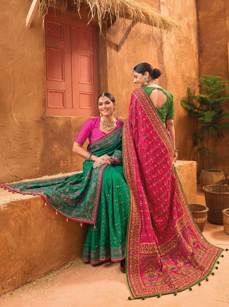 Kachhi Work Vol 5 Series 7001 To 7008 By Mn Gorgeous Hand Embroidery Kutch Culture Work Saree Made I...