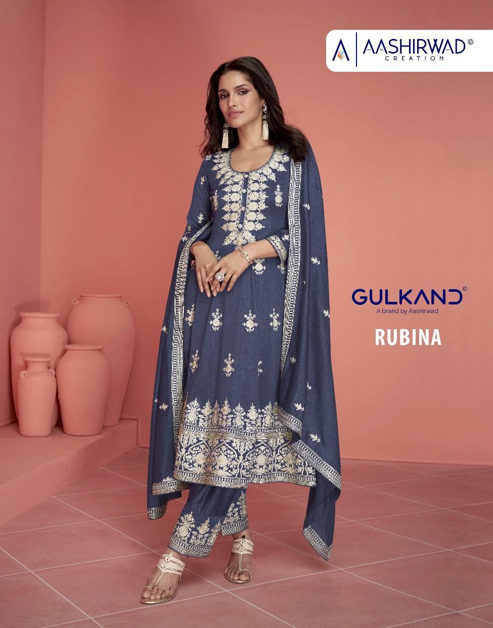 Rubina By Aashirwad Creation Present New Free Size Stitch Collection