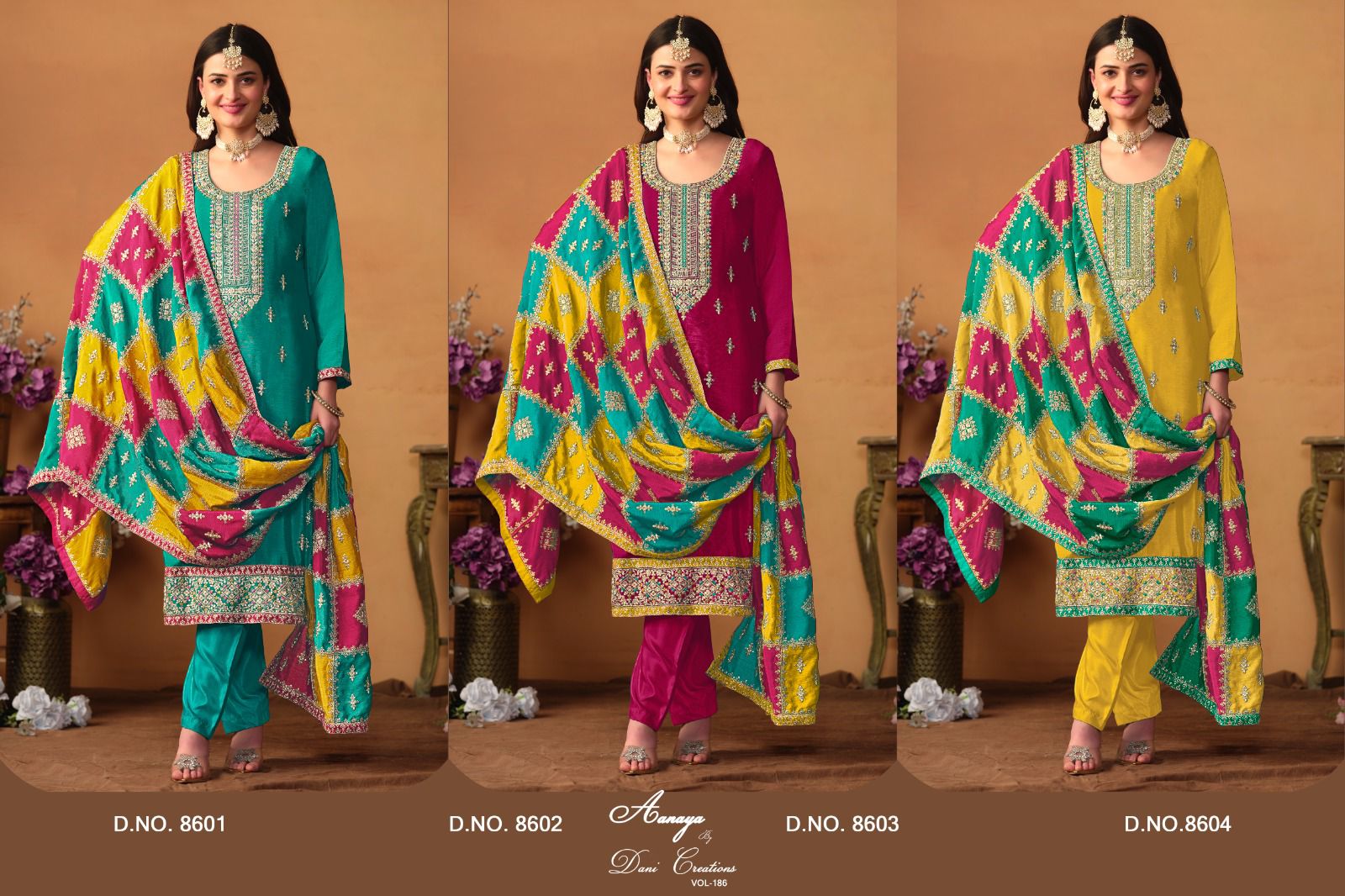 Aanaya Vol 186 Designer Chinon Silk Suits