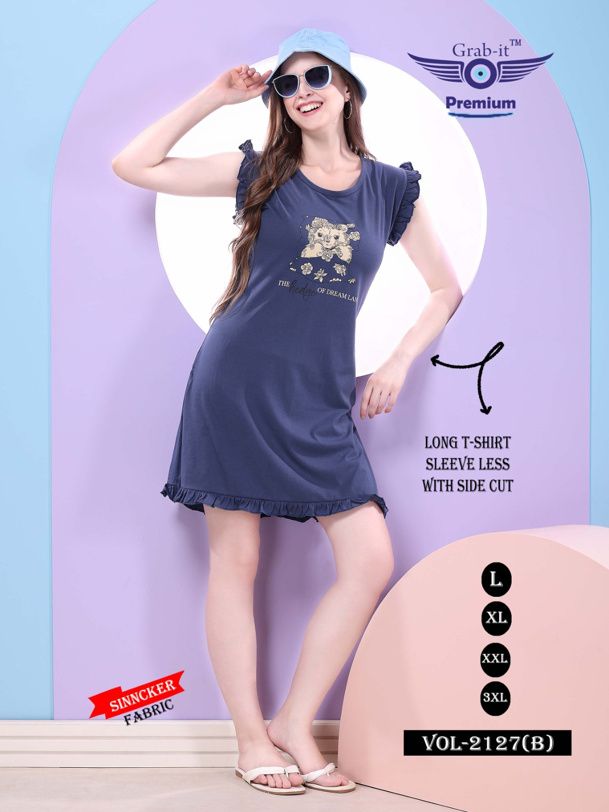 Grab It  Long  T Shirt With Side Cut Sleev Less Frill