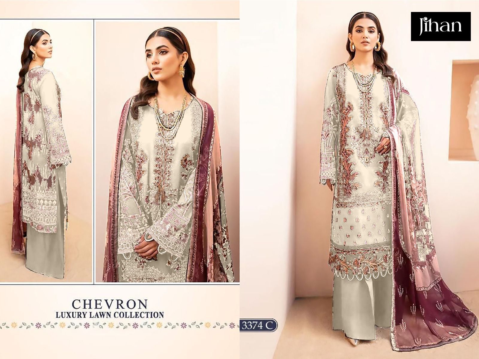 3374 Design Chevron Luxury Lawn Collection By Jihan