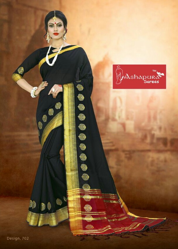 Spun Cottan With Designer Border Saree Wholesale Surat