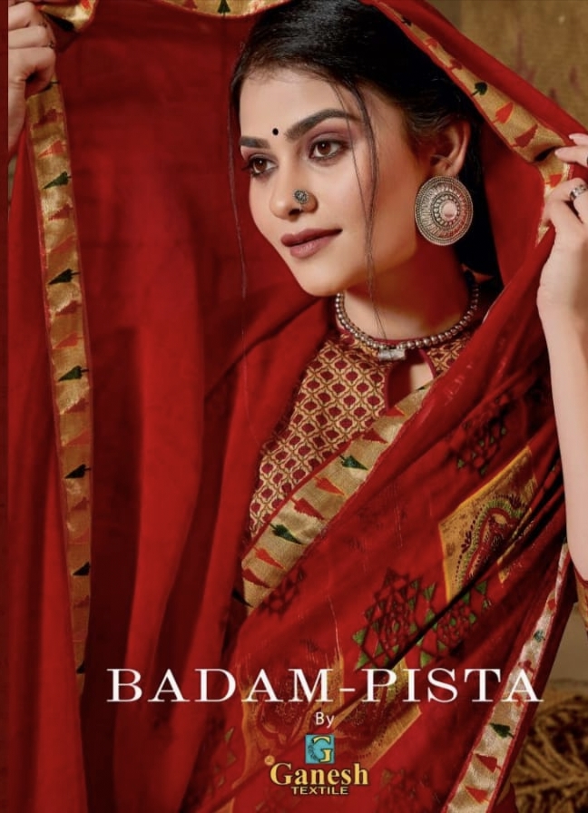 Badam Pista By Ganesh Textiles Designer Saree Wholesale Suppliers And Dealer From India