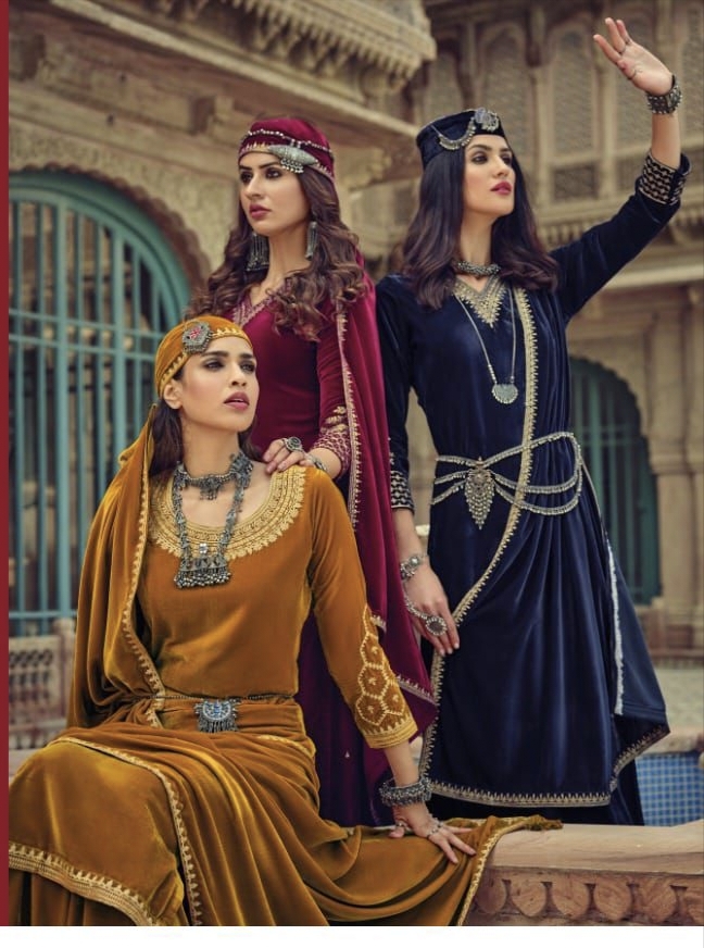 Kainaat By Ibiza Designer Velvet Suit Wholesale Supplier Traders In Surat