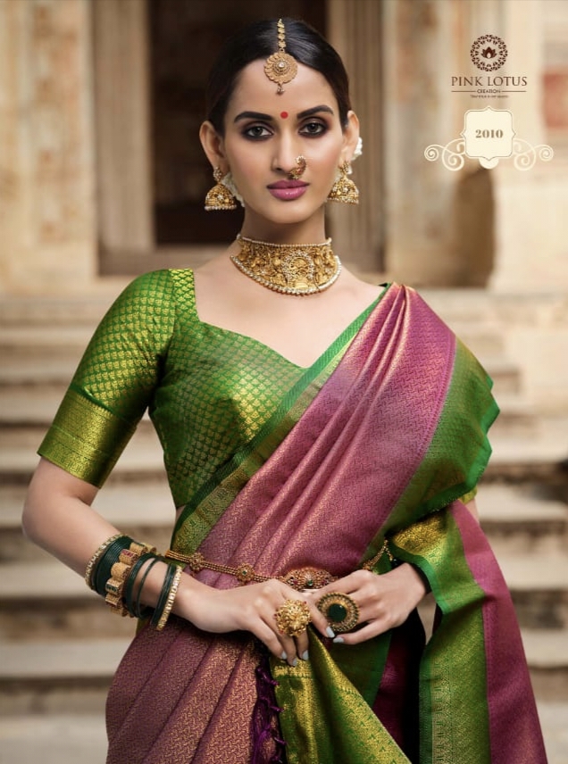 Sunheri Silk New Kanjivaram Silk Saree By Pink Lotus Single And Set Stockiest And Supplier From Sura...