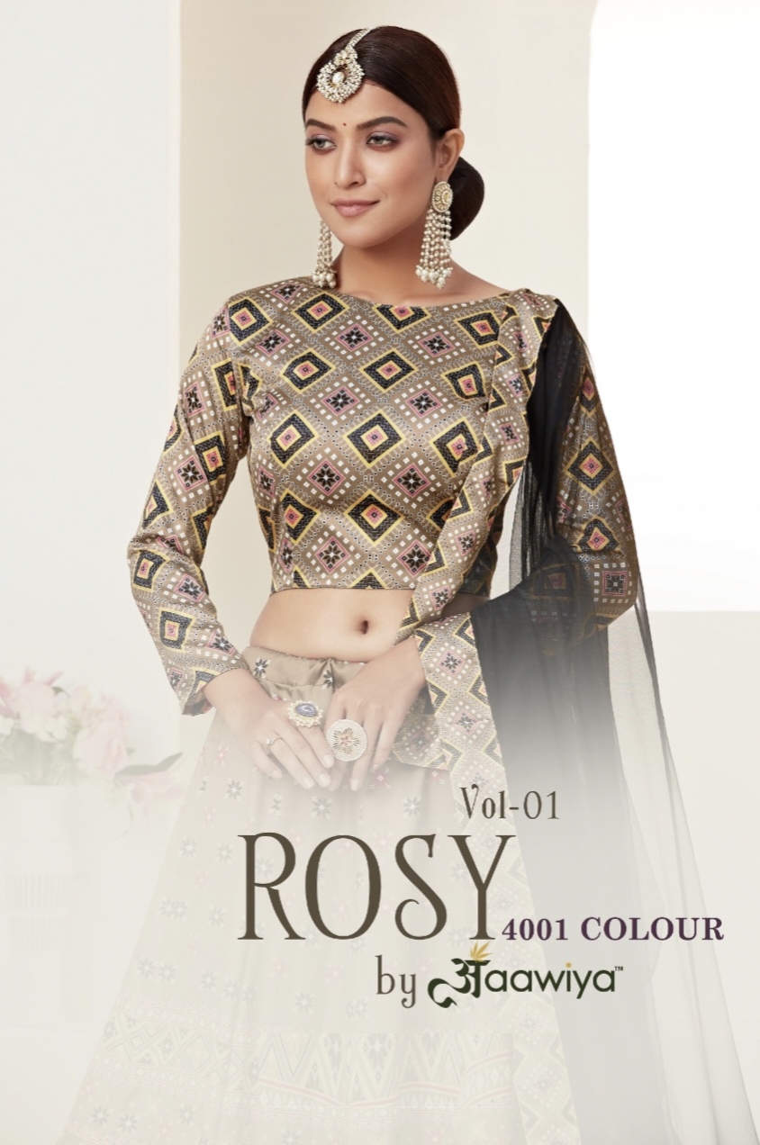 Rosy 4001 Colours By Aawiya Designer Lehangas Single Available Wholesaler Surat