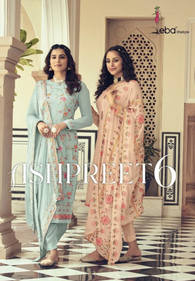 Ashpreet Vol 6 By Eba Lifestyle Designer Suits Single Available Wholesaler Surat