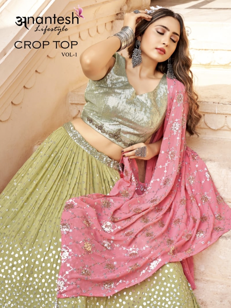 Anantesh Lifestyle New Catalog Launch Crop Top Lehengas Vol 1 Series 2001 Or 2002 Party Wear Collect...