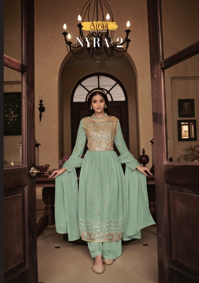 Nyra Vol 2 By Ajraa Readymade Designer Georgette Suit Wholesaler Surat