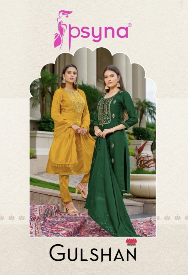 Gulshan By Psyna Top Bottom Duppata Beautiful Blooming Colours