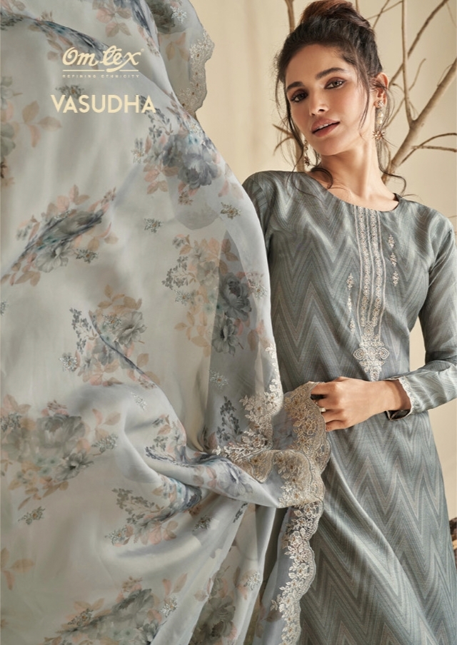 Vasudha By Omtex Musleen Digital Print With Embroidery Suit