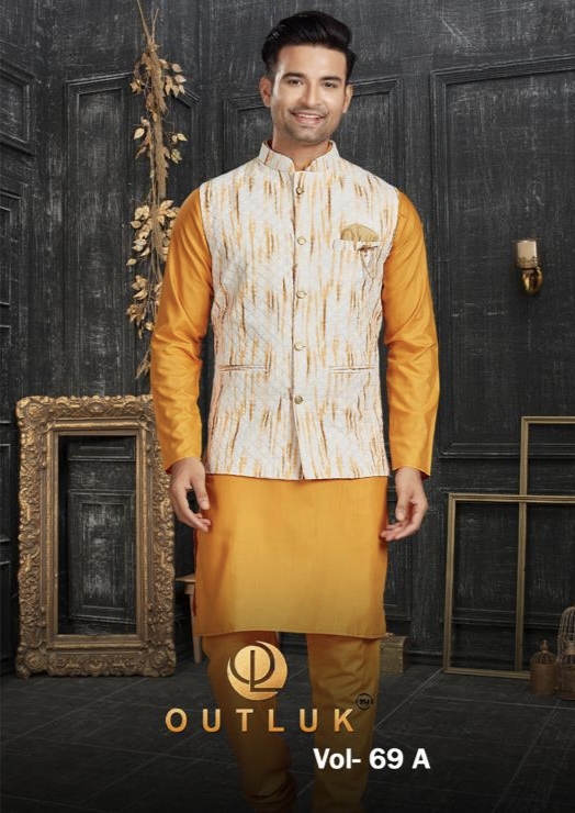 Outluk 69aa Designer Koti Set With Digital Print And Lucknowi Work Jacket