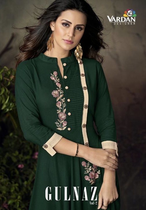 Gulnaz Vol 2 By Vardan Designer Heavy Riyon Long Kurti Collection