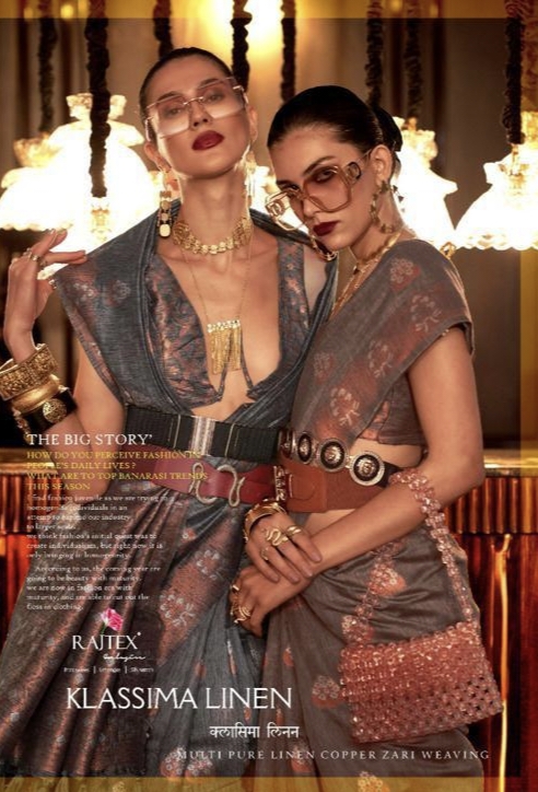 Klassima Linen By Rajtex Fabric Pure Linen Weaving Sarees Single And Set Stockiest And Supplier Sura...