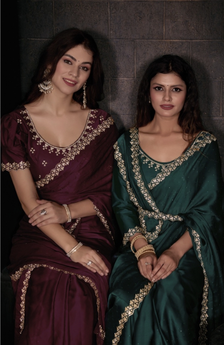 Mehek D No 750a To 750f Pure Satin Georgette Handwork Collection Manufacturer Surat