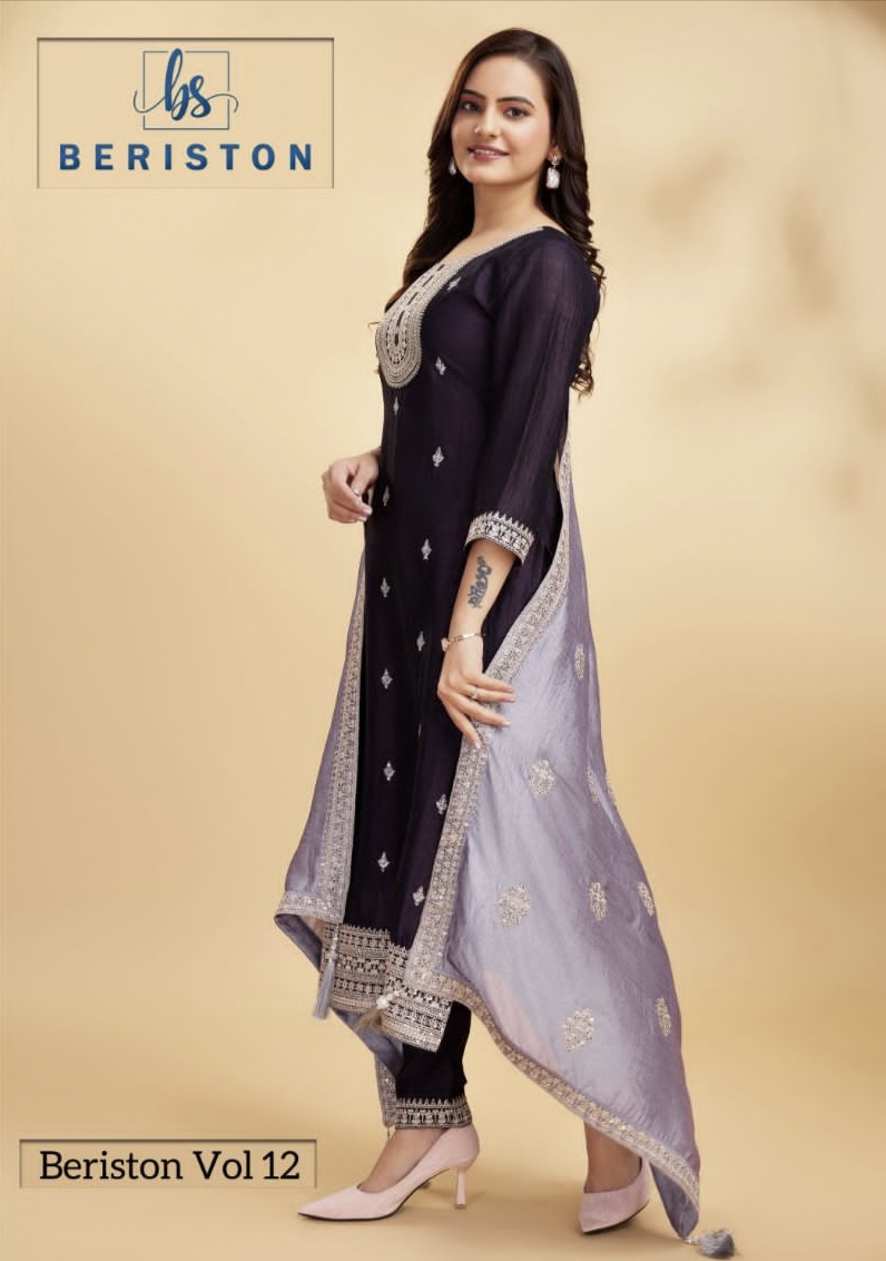 Beriston Vol 12 Fancy Top Bottom Duppata Collection Manufacturer Surat