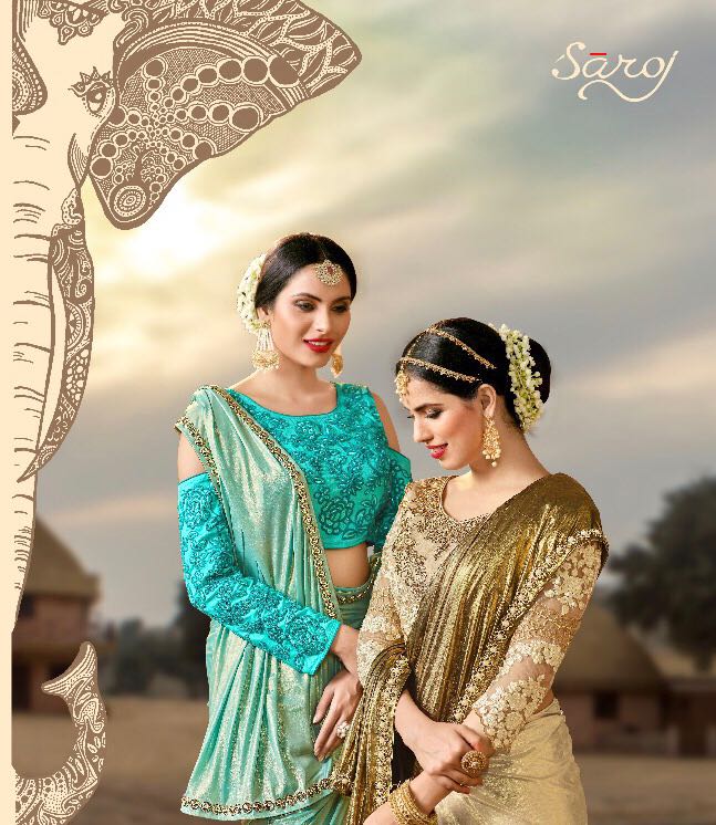 Janasheen By Saroj 9001 To 9006 Series Fancyparty Wear Saree
