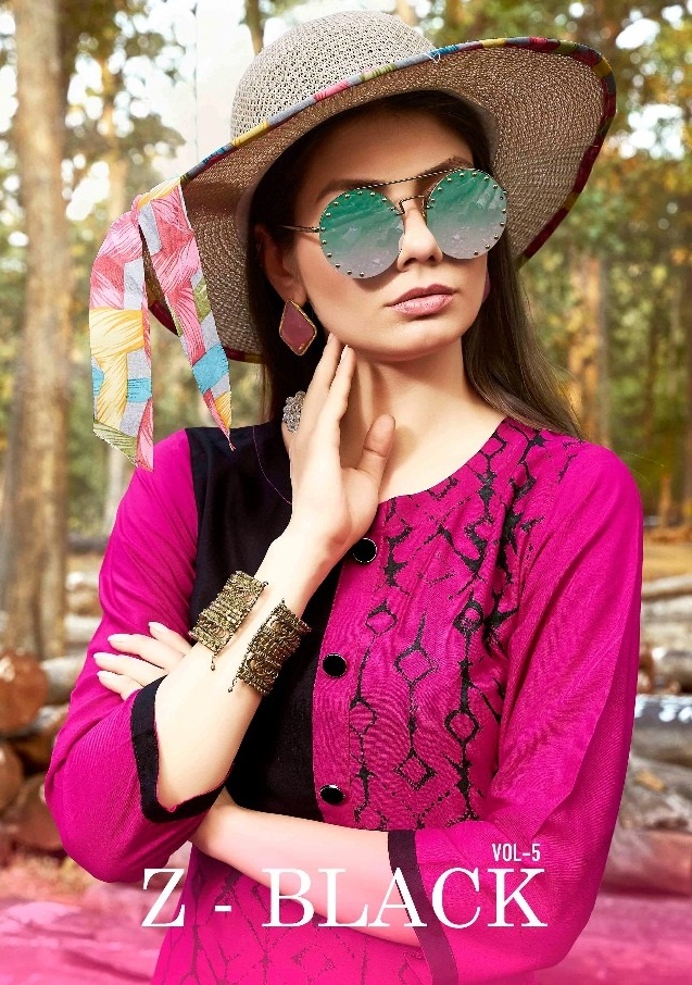 S More Z Black Vol 5 5001 Series Rayon Printed Kurti Saller