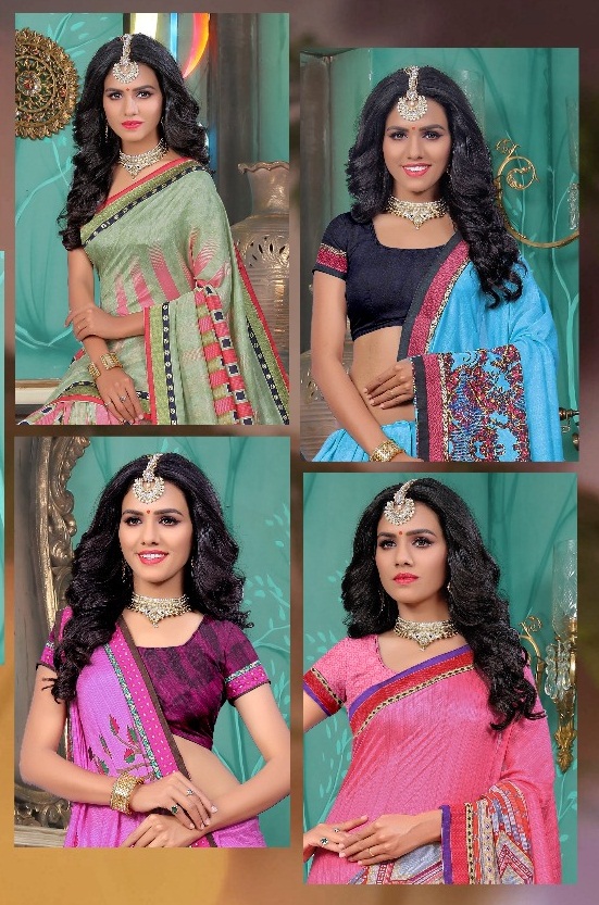 Saparsh Vol 1 Fancy Vichitra Printed Saree Dealer N Supplier