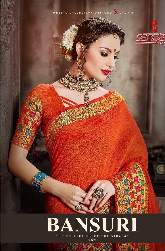 Sangam Bansuri 1001 To 1008 Series Weaving Silk Saree