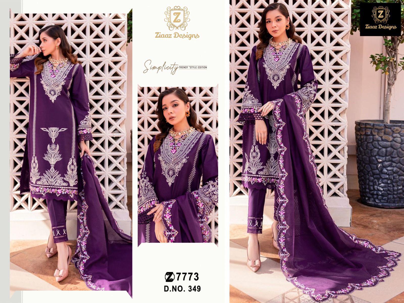 Ziaaz Designs D No 349 Rayon Pakistani Suits