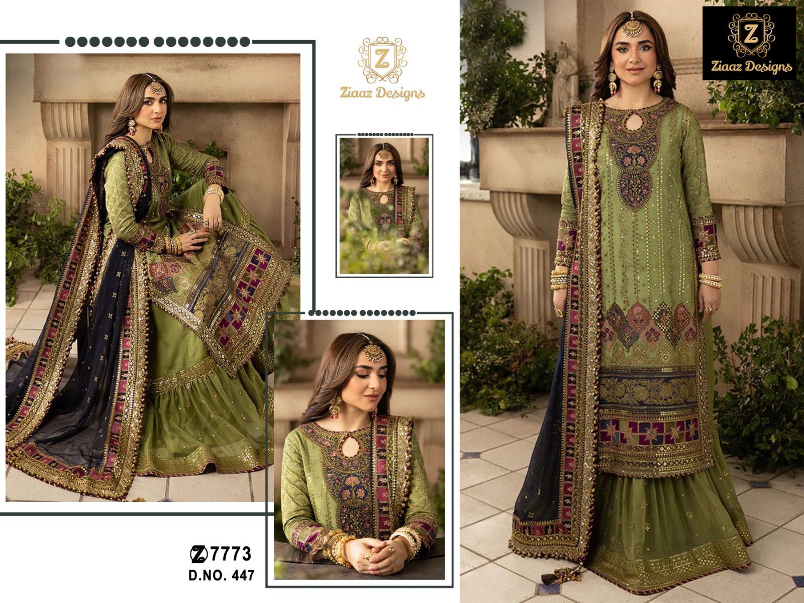 Ziaaz Designs 447 Georgette Handwork Suit