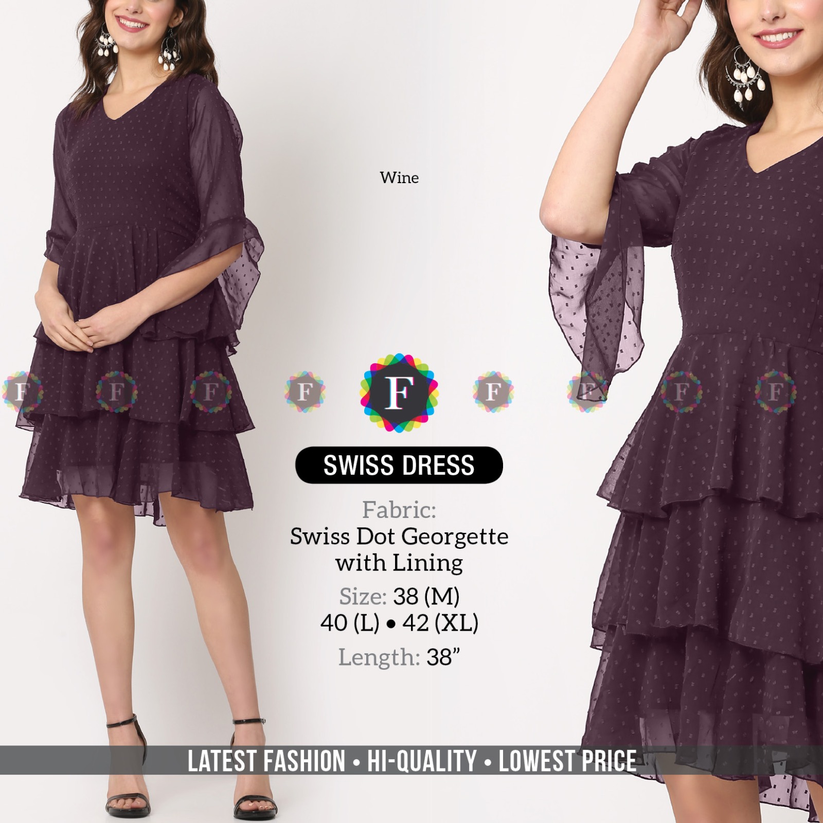 Swiss Dress By Swiss Dot Georgette With Lining Wholesale