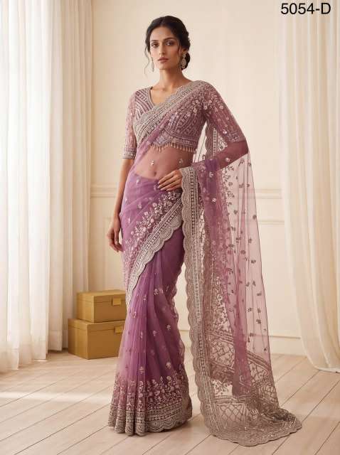 Elegantly Embroidered Net Saree 